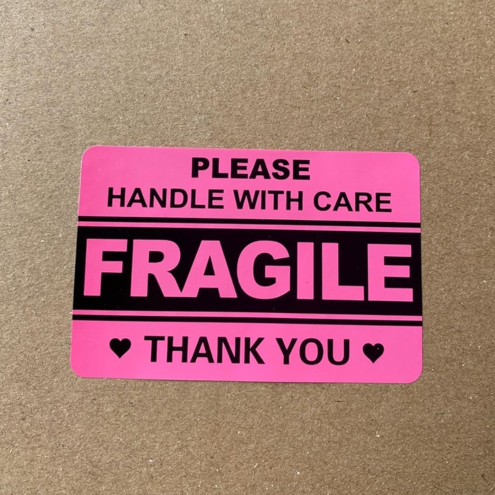 10 PCS Pink/Black Fragile Stickers - Picture 2 of 2
